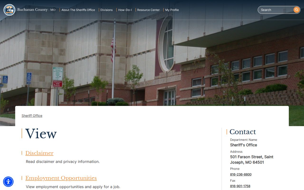 Official Buchanan County Wanted Criminals program page without individual roster entries